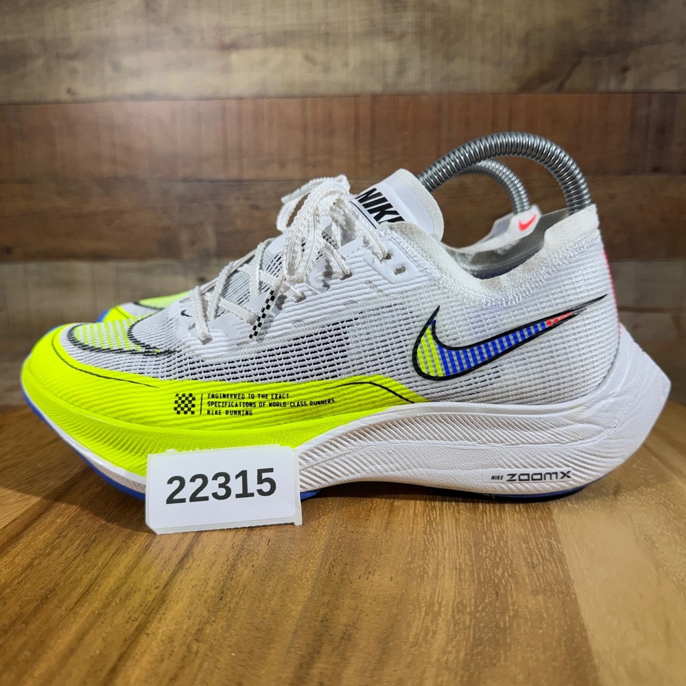 Nike ZoomX Vaporfly Next% 2 Womens 7.5 White Volt Blue CU4123-103 Running Shoe